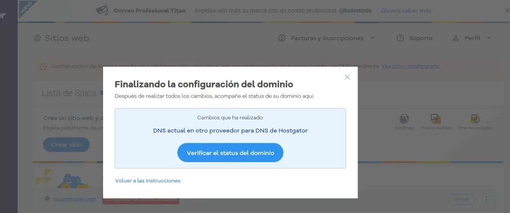 hostgator verificar el dominio