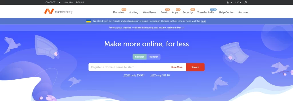 entrar a namecheap.com